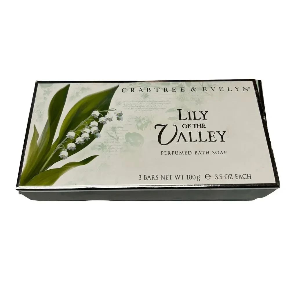 Vtg Crabtree & Evelyn Lily of the Valley Muguet Perfumed Bath Soap Set 3 X 3.5oz